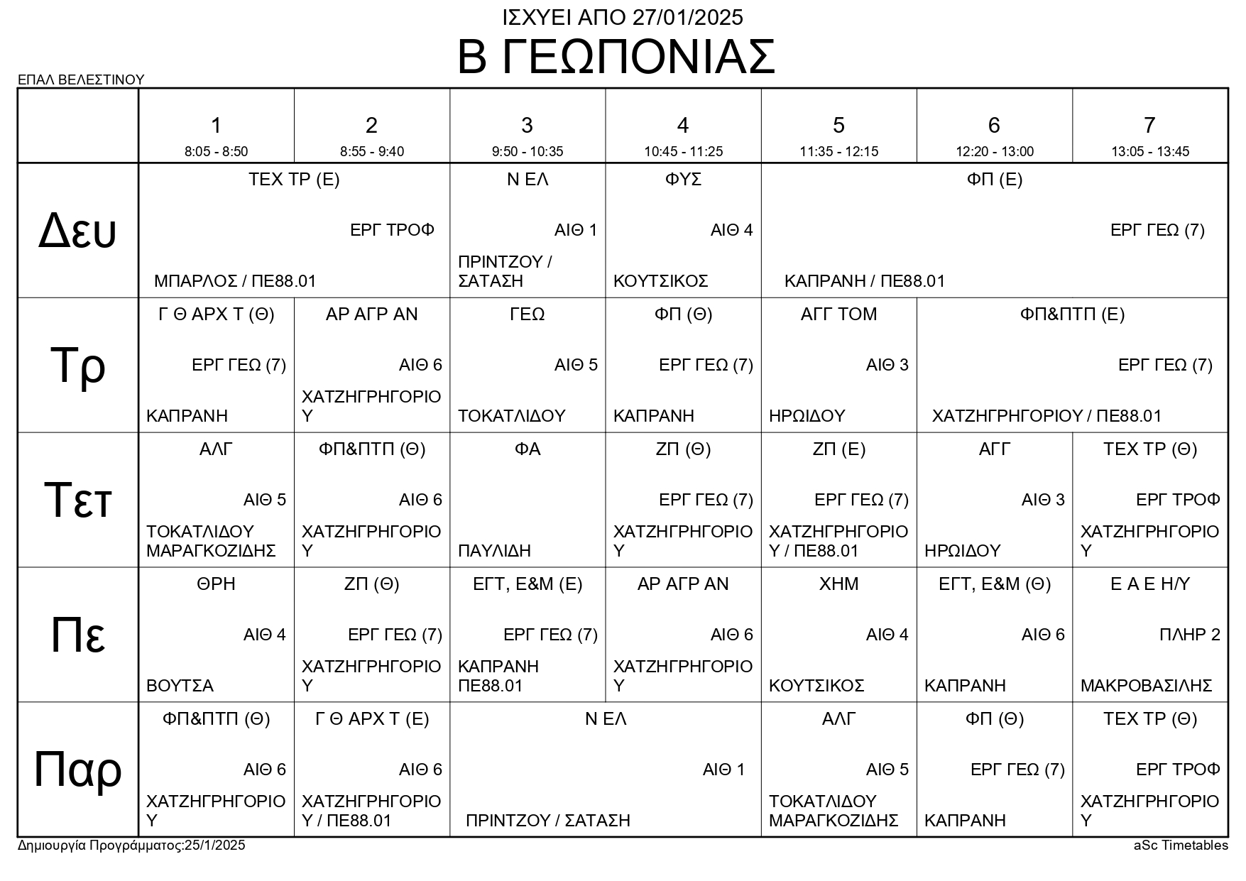 Πρόγραμμα 2025 01 27 Τμήματα page 0003